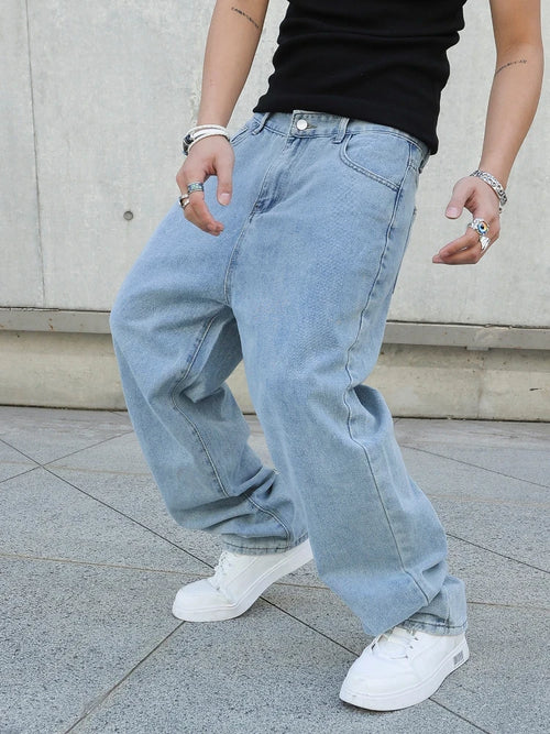 Baggy Straight Denim Trousers