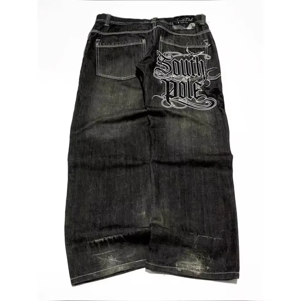 Loose Fit Embroidered Wide-Leg Jeans