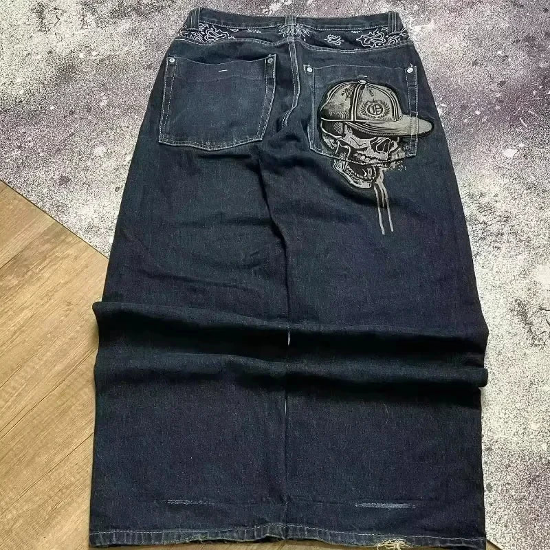 Loose Fit Embroidered Wide-Leg Jeans