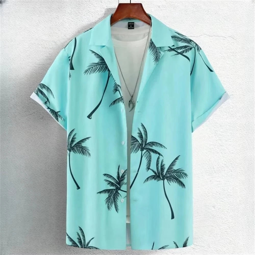 Asymmetrical Print Hawaiian Short-Sleeve Shirt