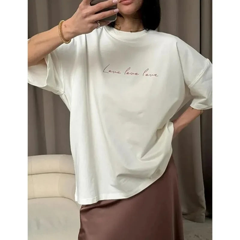 Versatile Cotton Letter T-shirt
