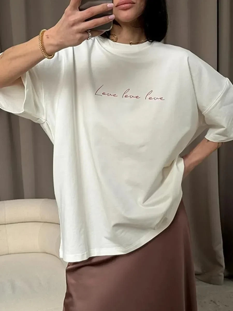 Versatile Cotton Letter T-shirt