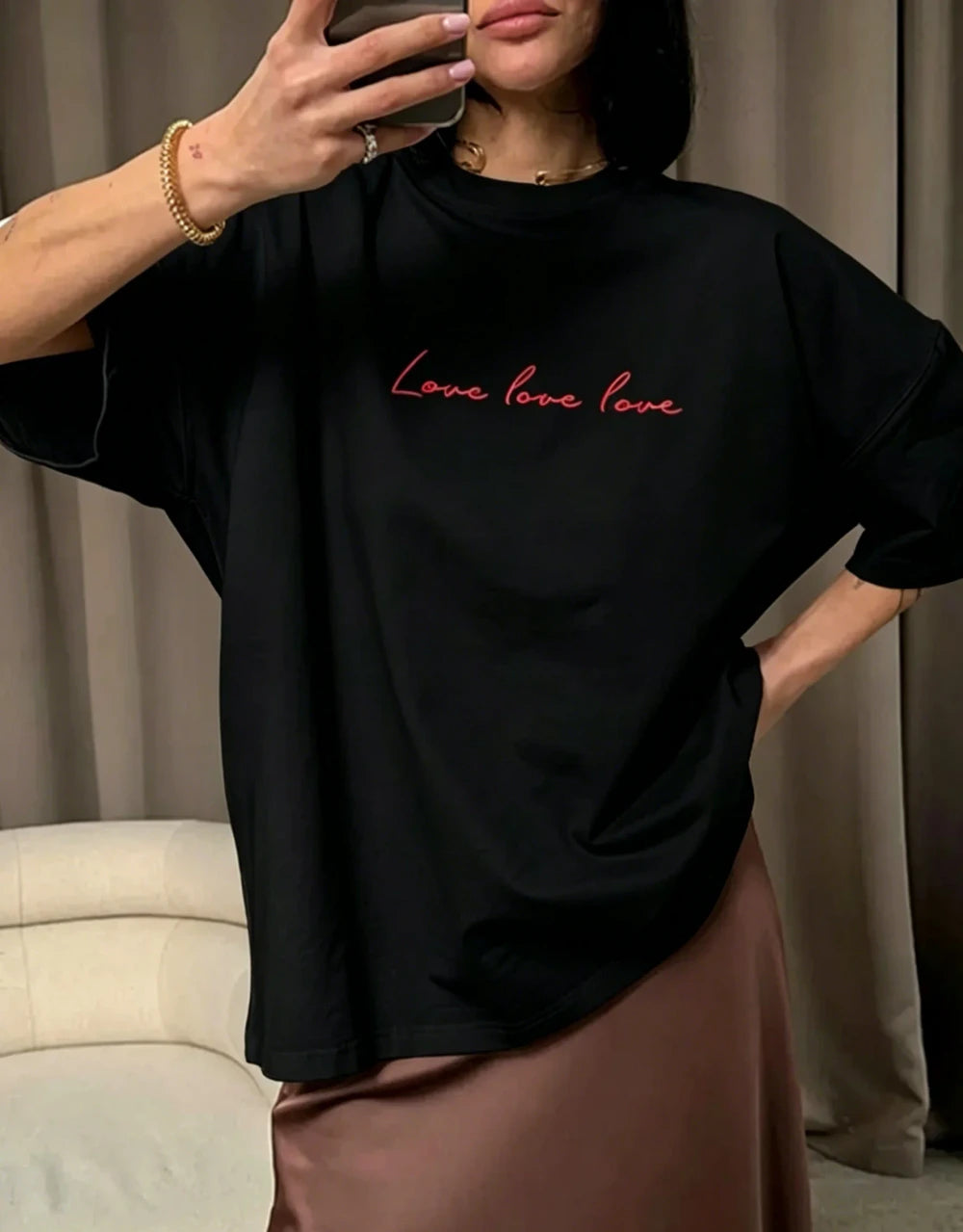 Versatile Cotton Letter T-shirt