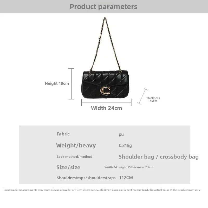 Rhombic Embroidered Chain Messenger Bag