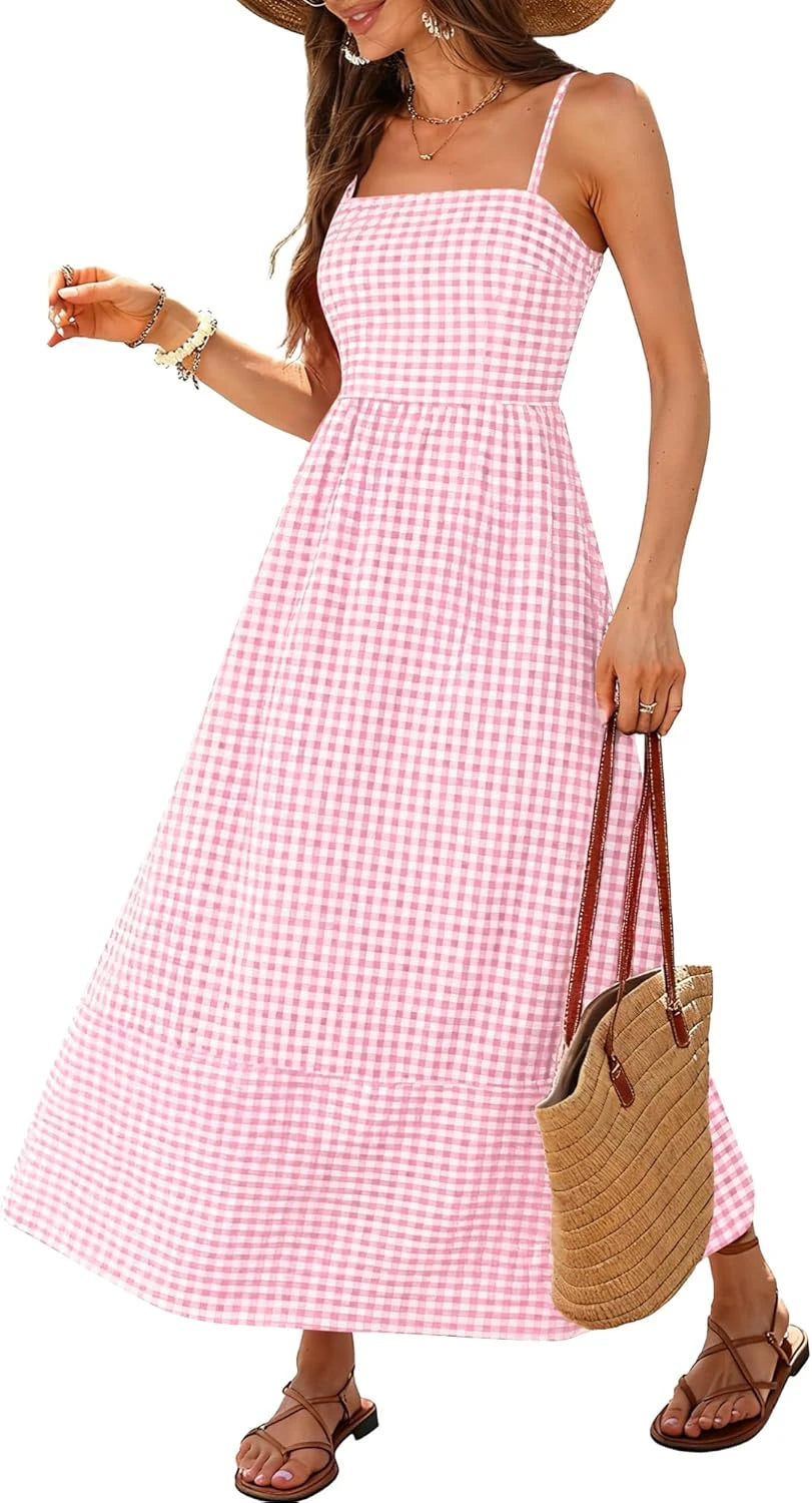 Smocked Plaid Maxi Sundress