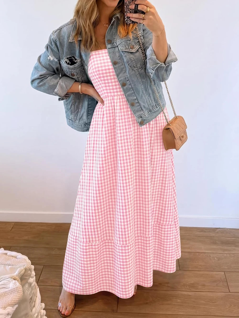 Smocked Plaid Maxi Sundress