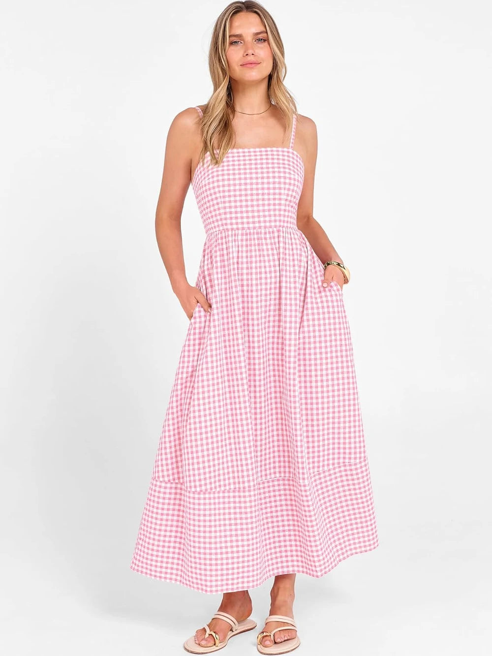 Smocked Plaid Maxi Sundress