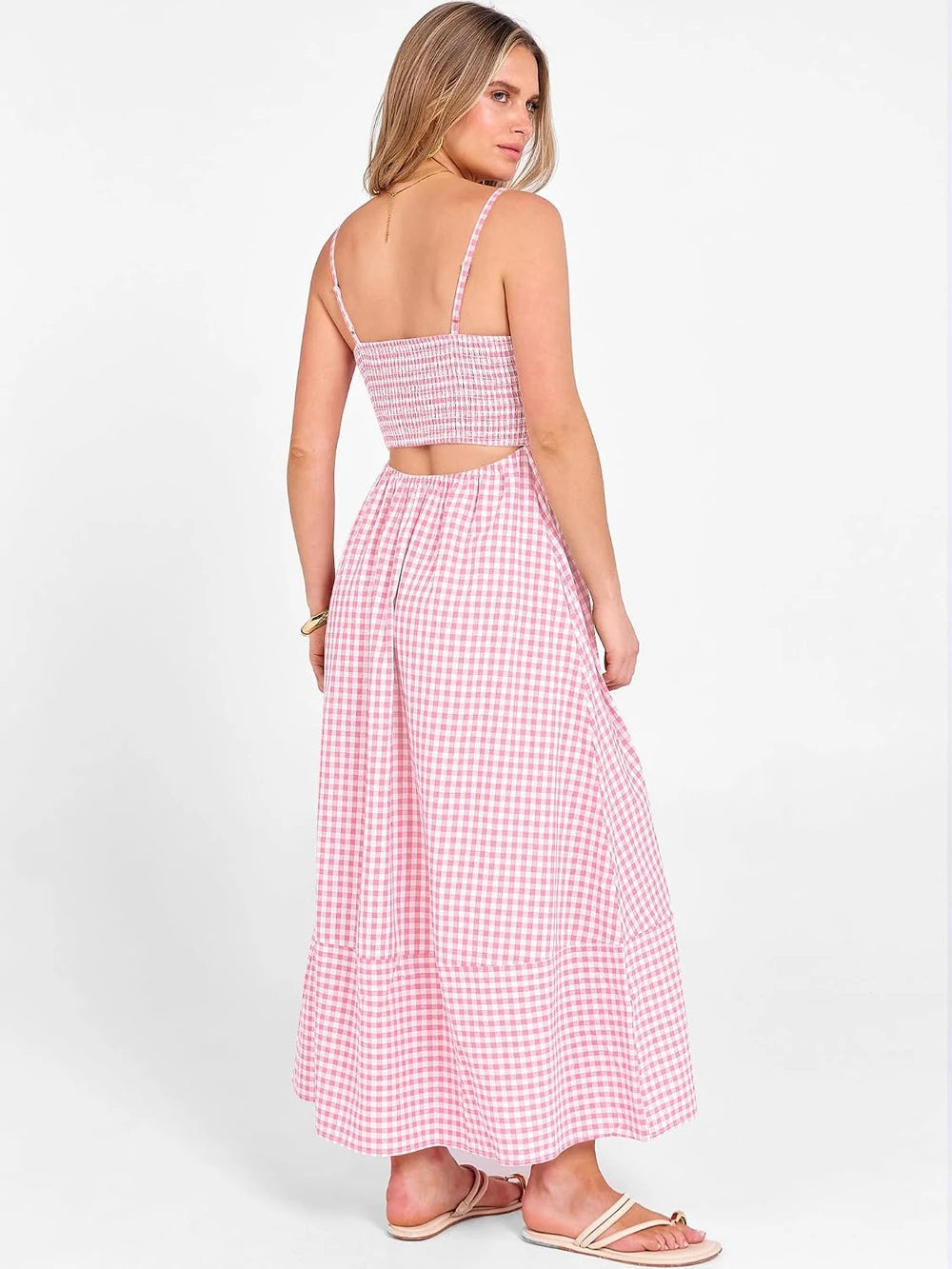 Smocked Plaid Maxi Sundress