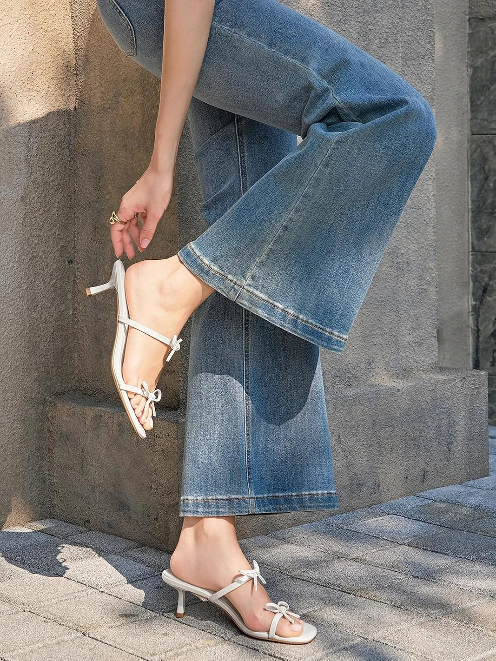 Coutgo Bow Kitten Heel Sandals
