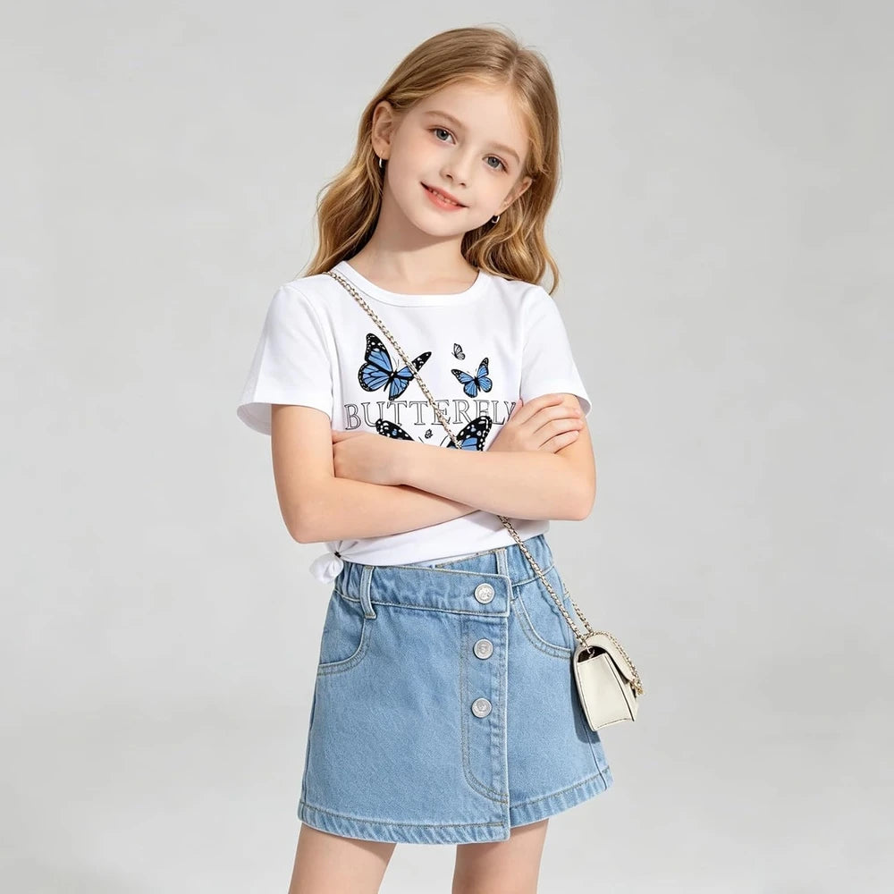 Butterfly Print Denim Summer Set