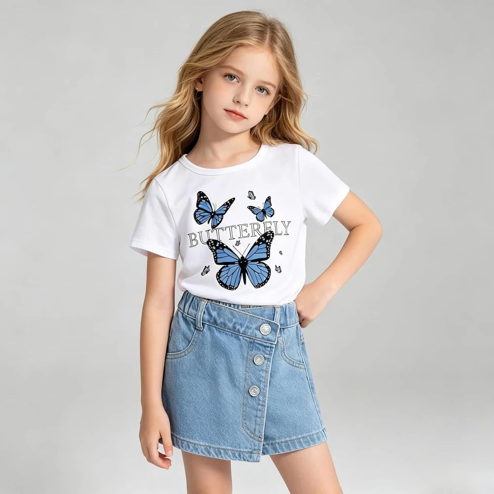Butterfly Print Denim Summer Set