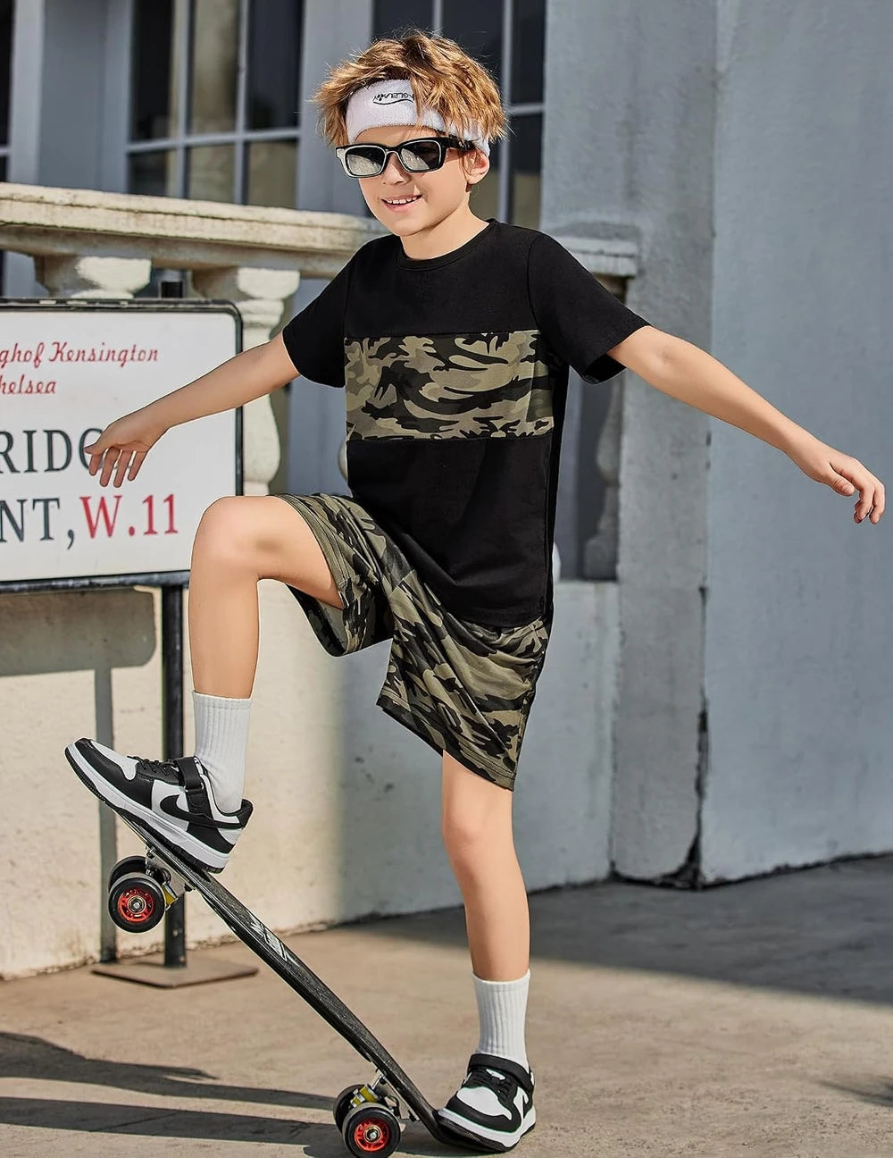 Boys Cotton Blend Colorblock Outfit