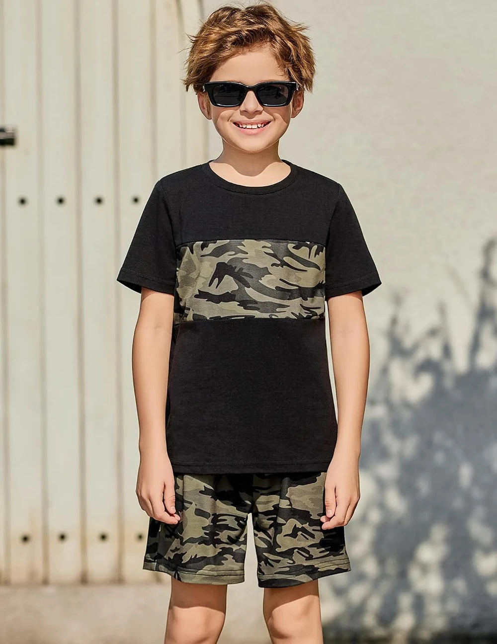 Boys Cotton Blend Colorblock Outfit