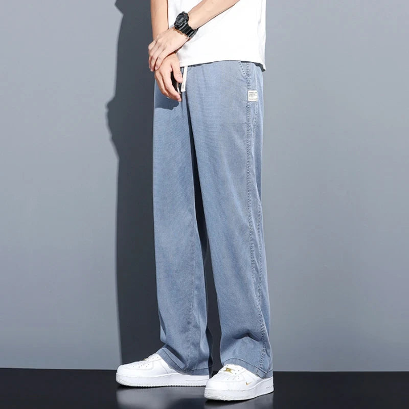Lyocell Drawstring Straight Leg Trousers