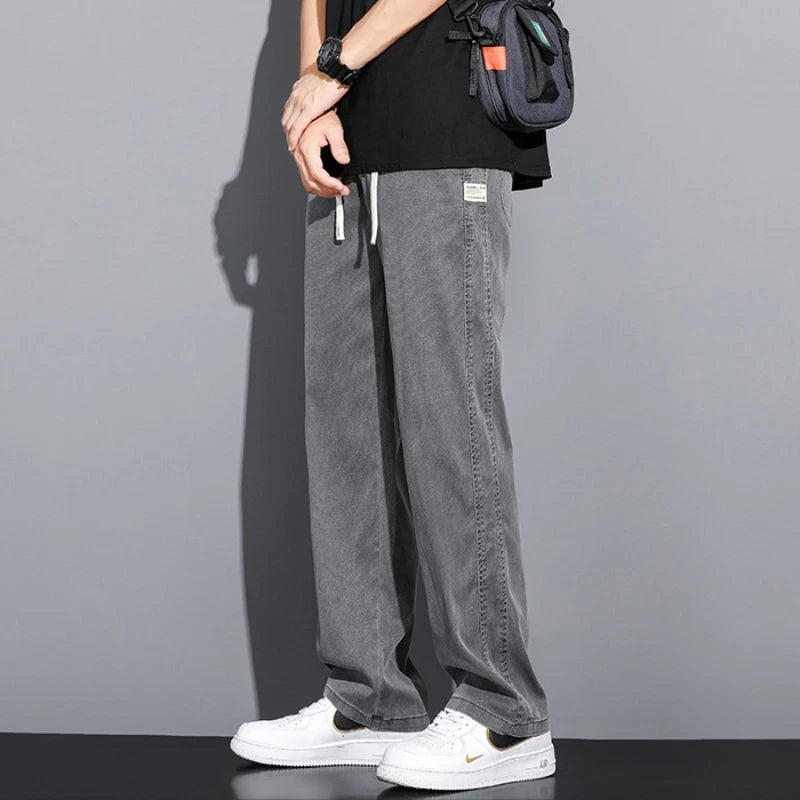 Lyocell Drawstring Straight Leg Trousers