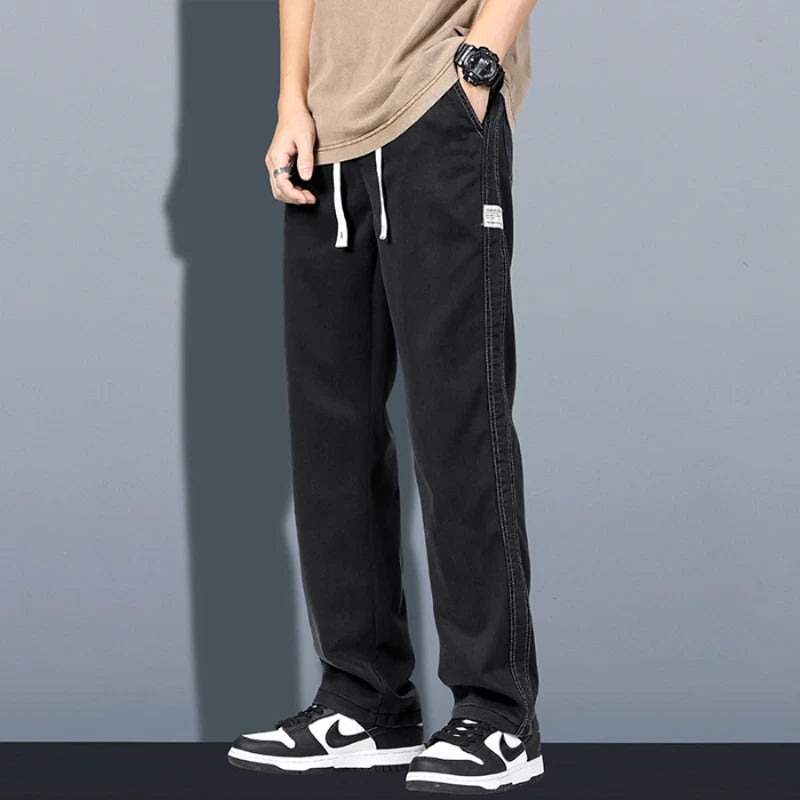 Lyocell Drawstring Straight Leg Trousers