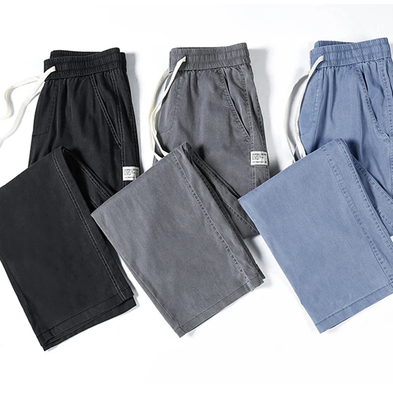 Lyocell Drawstring Straight Leg Trousers