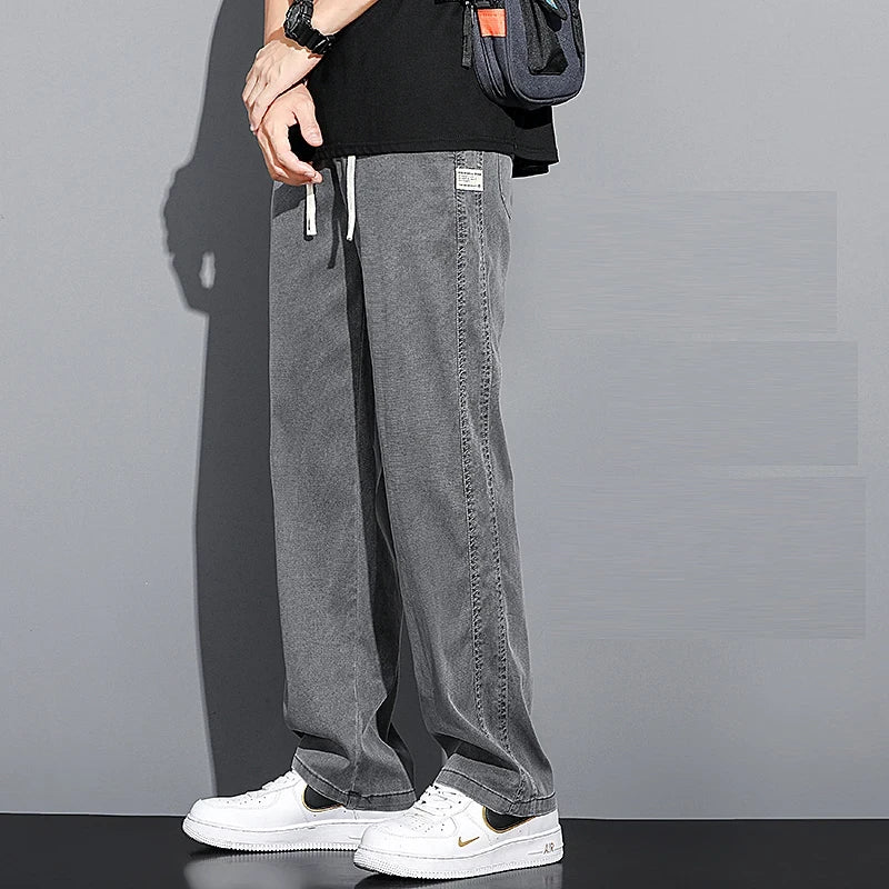 Lyocell Drawstring Straight Leg Trousers